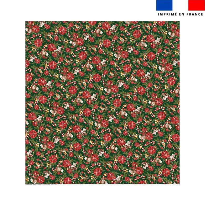 Coupon couverture imprimé animaux couronne et fleur de noel - Création Stillistic