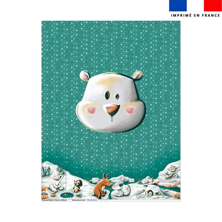 Coupon couverture imprimé animaux du froid ours - Création Stillistic