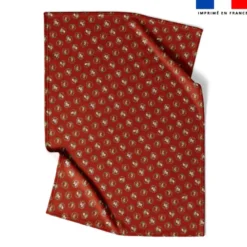 Coupon couverture imprimé animaux couronne de noel rouge - Création Stillistic