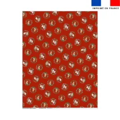 Coupon couverture imprimé animaux couronne de noel rouge - Création Stillistic