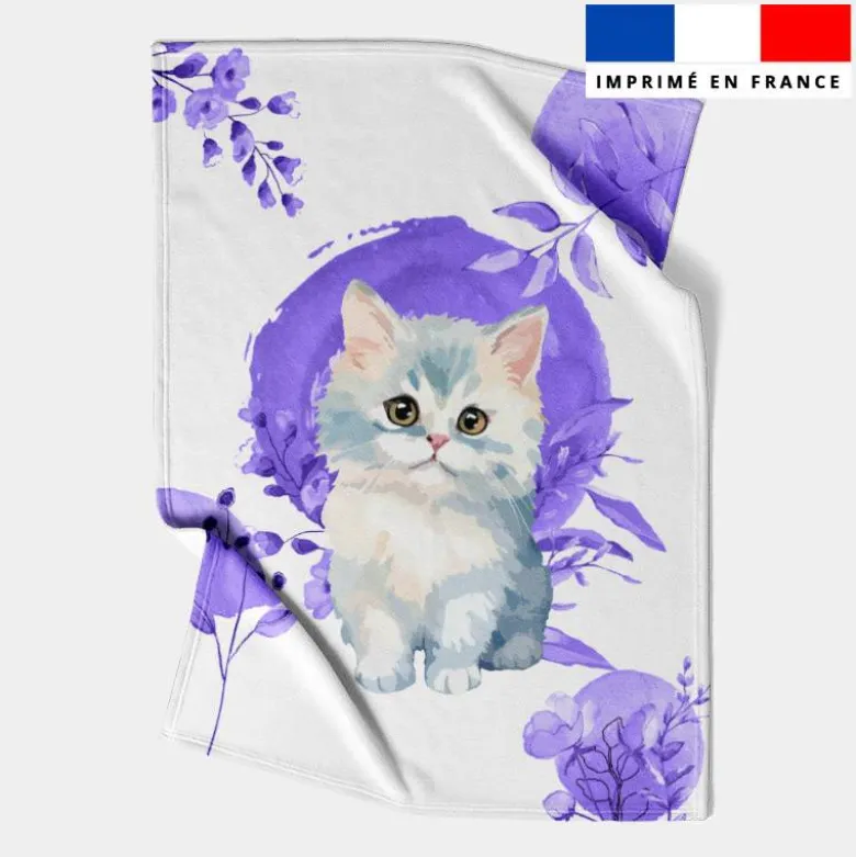 Coupon couverture imprimé chat aquarelle