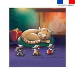 Coupon couverture imprimé chat et souris de noel - Création Stillistic