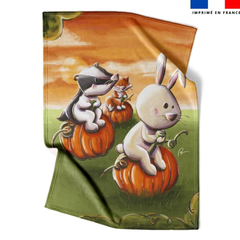 Coupon couverture imprimé course animaux citrouille - Création Stillistic