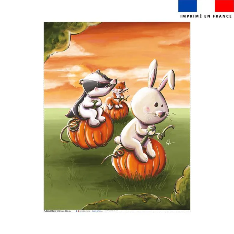 Coupon couverture imprimé course animaux citrouille - Création Stillistic