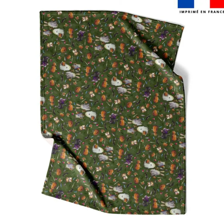 Coupon couverture imprimé fantômes vert - Création Stillistic