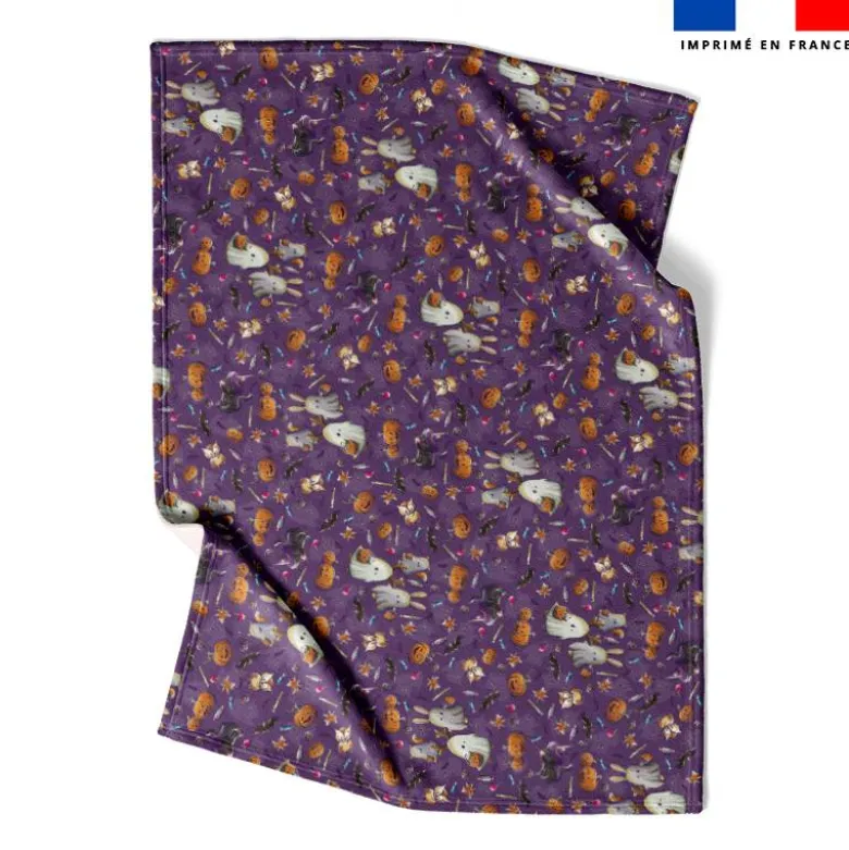 Coupon couverture imprimé fantômes violet - Création Stillistic