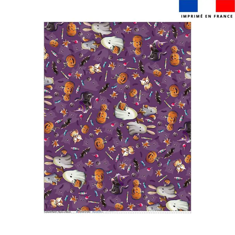Coupon couverture imprimé fantômes violet - Création Stillistic