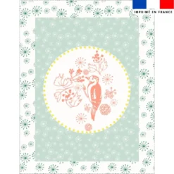Coupon couverture imprimé oiseau rose - Création Lili Bambou Design