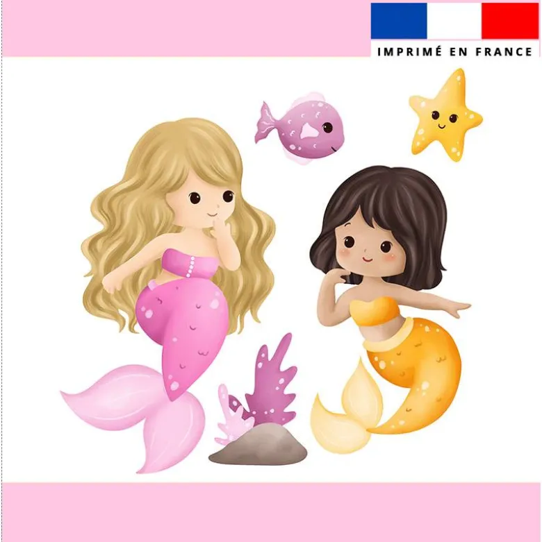 Coupon couverture imprimé petites sirènes