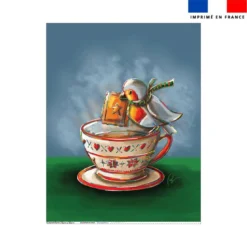Coupon couverture imprimé rouge-gorge noël - Création Stillistic