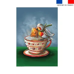 Coupon couverture imprimé rouge-gorge noël - Création Stillistic