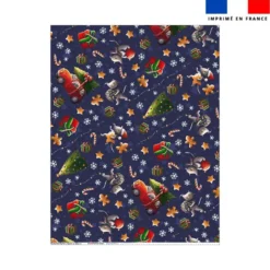 Coupon couverture imprimé souris de noel bleu - Création Stillistic
