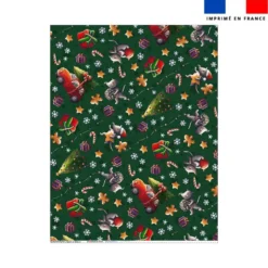 Coupon couverture imprimé souris de noel vert - Création Stillistic