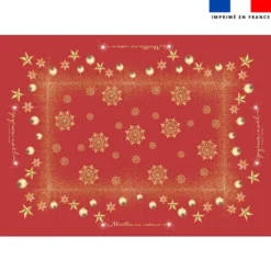 Coupon imprimé nappe de Noel rectangle rouge 146x200 cm motif flocons gold