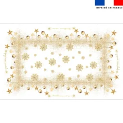 Coupon imprimé nappe de Noel rectangle blanche 240x146 cm motif flocons gold