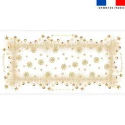 Coupon imprimé nappe de Noel rectangle blanche 300x146 cm motif flocons gold