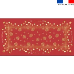 Coupon imprimé nappe de Noel rectangle rouge 300x146 cm motif flocons gold