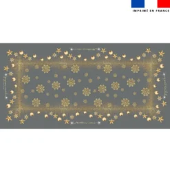 Coupon imprimé nappe de Noel rectangle grise 300x146 cm motif flocons gold