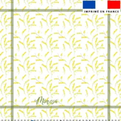 Coupon imprimé serviette de table motif mimosa jaune