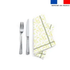Coupon imprimé serviette de table motif mimosa jaune