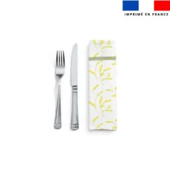 Coupon imprimé serviette de table motif mimosa jaune