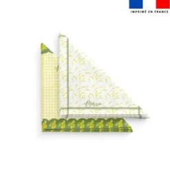 Coupon imprimé serviette de table motif mimosa jaune