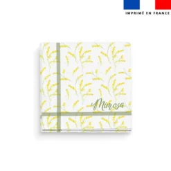 Coupon imprimé serviette de table motif mimosa jaune