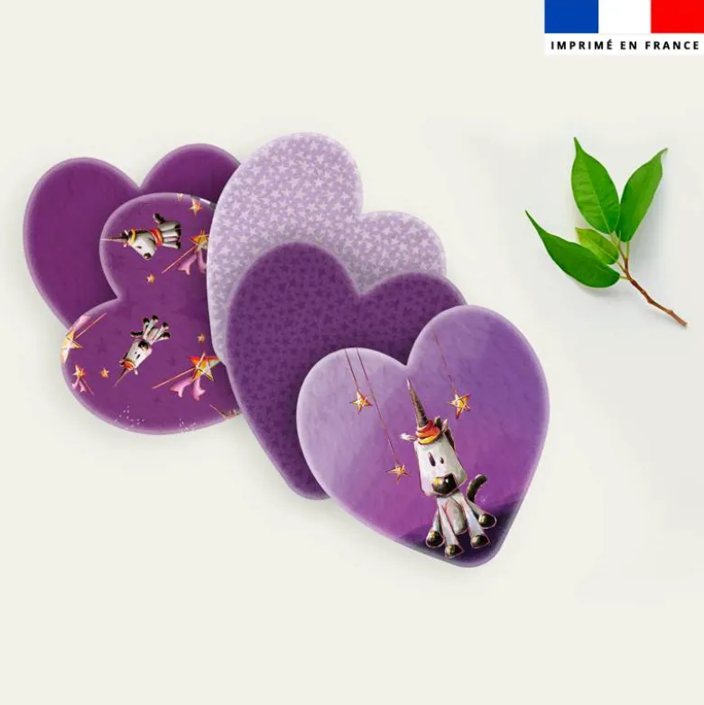 Coupon lingettes lavables coeurs motif licorne - Création Stillistic