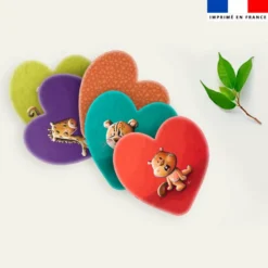 Coupon lingettes lavables coeurs motif animaux du monde - Création Stillistic