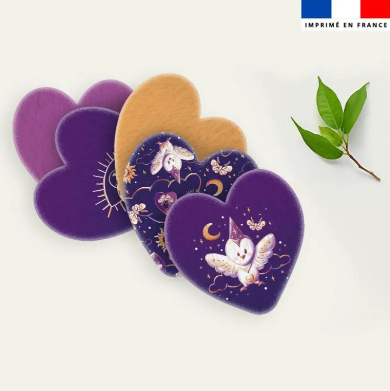Coupon lingettes lavables coeurs motif chouette magicienne - Création Stillistic