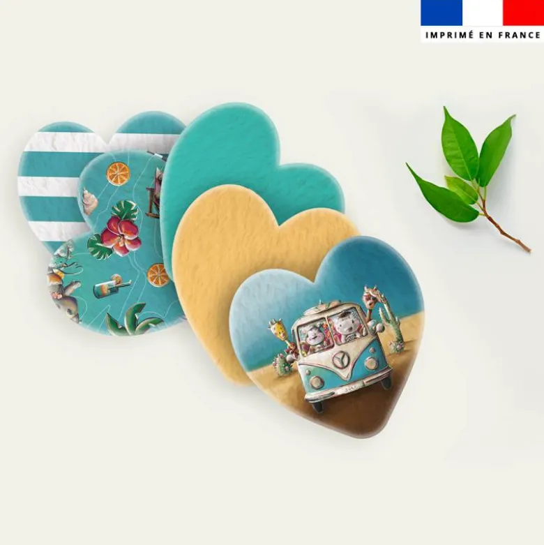 Coupon lingettes lavables coeurs motif hippo en vacances - Création Stillistic
