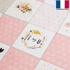 Coupon lingettes lavables + essuie-main motif mots fleuris