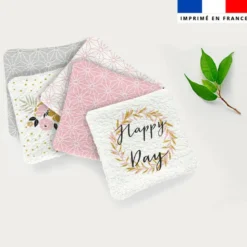 Coupon lingettes lavables + essuie-main motif mots fleuris