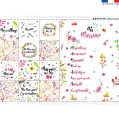 Coupon lingettes lavables + essuie-main motif Marraine flowers