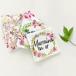 Coupon lingettes lavables + essuie-main motif Marraine flowers