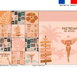 Coupon lingettes lavables + essuie-main motif maitresse au soleil saumon et rose