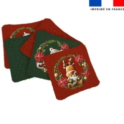 Coupon lingettes lavables motif animaux couronne de Noël - Création Stillistic