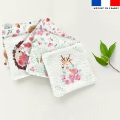 Coupon lingettes lavables motif biche et hérisson aquarelle