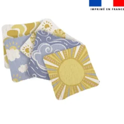 Coupon lingettes lavables motif astro soleil et nuages - Création Lucie OBATON