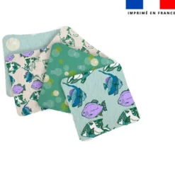 Coupon lingettes lavables motif poisson violet et vert - Création Lili Bambou Design