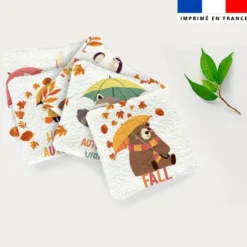Coupon lingettes lavables motif animaux d'automne
