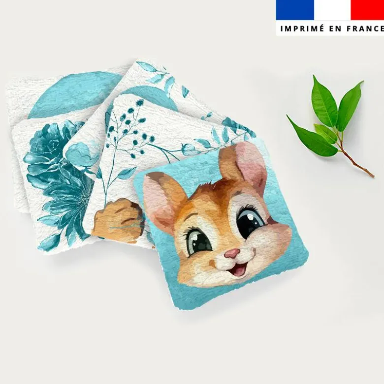 Coupon lingettes lavables motif écureuil aquarelle