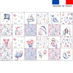 Coupon lingettes lavables motif animaux aquatiques rose
