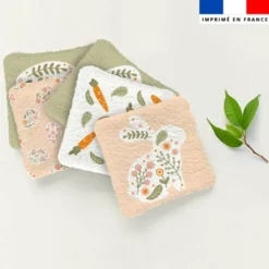 Coupon lingettes lavables motif lapin couronne fleurie