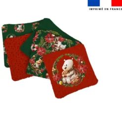 Coupon lingettes lavables motif animaux couronne et fleur de noel - Création Stillistic