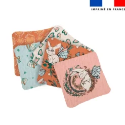 Coupon lingettes lavables motif lapin féérique orange - Création Lucie OBATON
