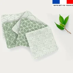 Coupon lingettes lavables motif géométrique vert sauge
