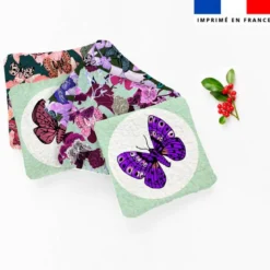 Coupon lingettes lavables motif papillons verts - Création Lili Bambou Design