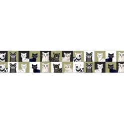 Coupon lingettes lavables motif chat vert et noir - Création Lita Blanc