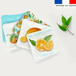 Coupon lingettes lavables motif maitresse et fleurs d'oranger